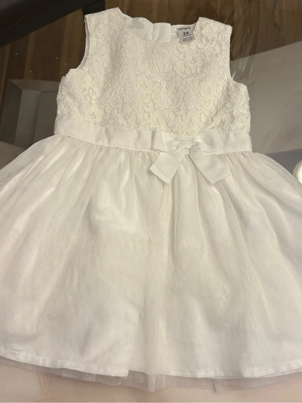 Carter's White Lace Tulle Bow Dress 24 months